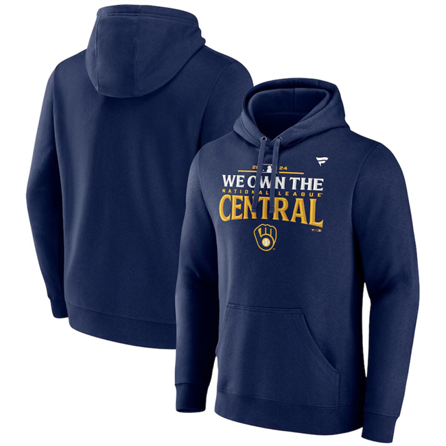 Men's Navy Milwaukee Brewers 2024 NL Central Division Champions Locker Room Pullover Hoodie